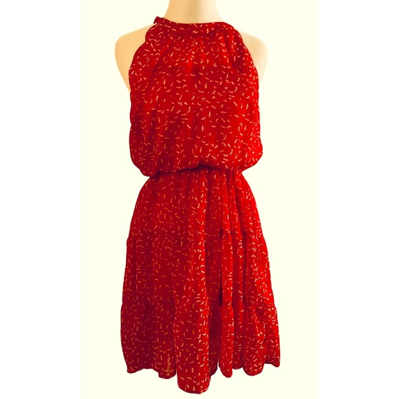 Monteau Los Angeles‎ Halter Dress Sleeveless Party Casual Red M - Picture 1 of 8